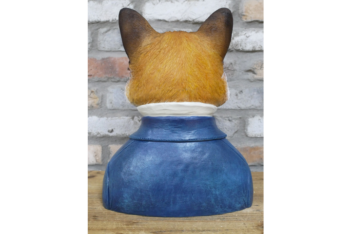 Dapper Fox Bust Resin Figurine in Suit Quirky Home Decor Ornament
