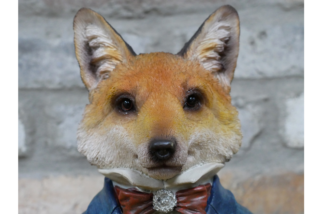 Dapper Fox Bust Resin Figurine in Suit Quirky Home Decor Ornament