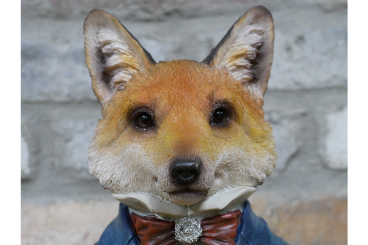 Dapper Fox Bust Resin Figurine in Suit Quirky Home Decor Ornament