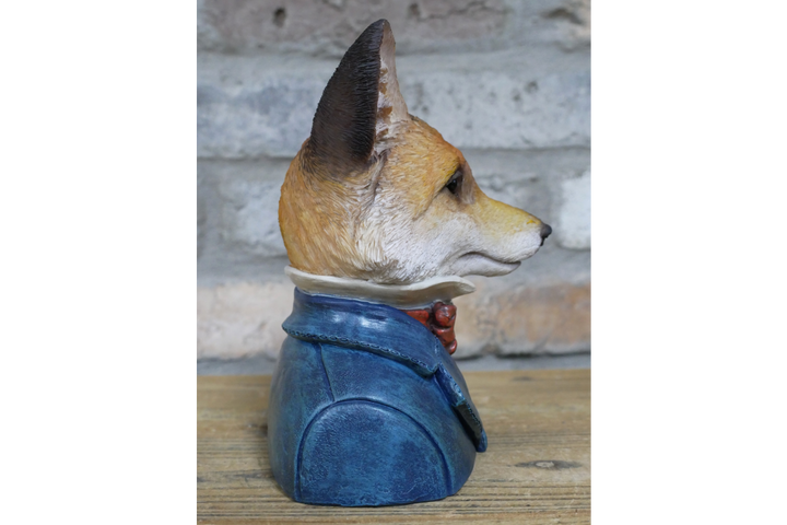 Dapper Fox Bust Resin Figurine in Suit Quirky Home Decor Ornament