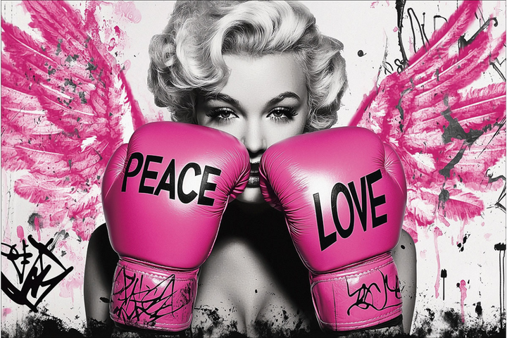 Marilyn Monroe pink Boxing Gloves Wall Art Tempered Glass picture