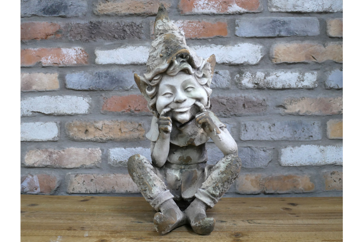 Sitting Elf Garden Ornament Resin – Decorative Home & Outdoor Figurine MGO