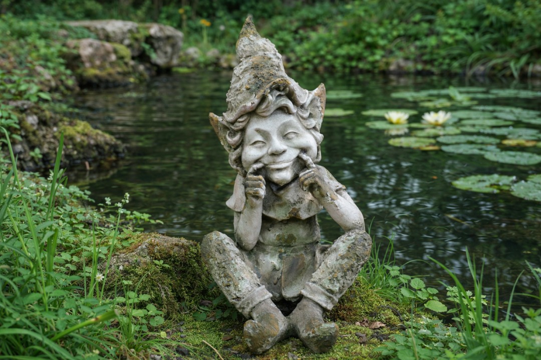 Sitting Elf Garden Ornament Resin – Decorative Home & Outdoor Figurine MGO
