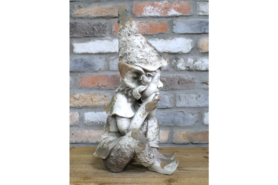 Sitting Elf Garden Ornament Resin – Decorative Home & Outdoor Figurine MGO