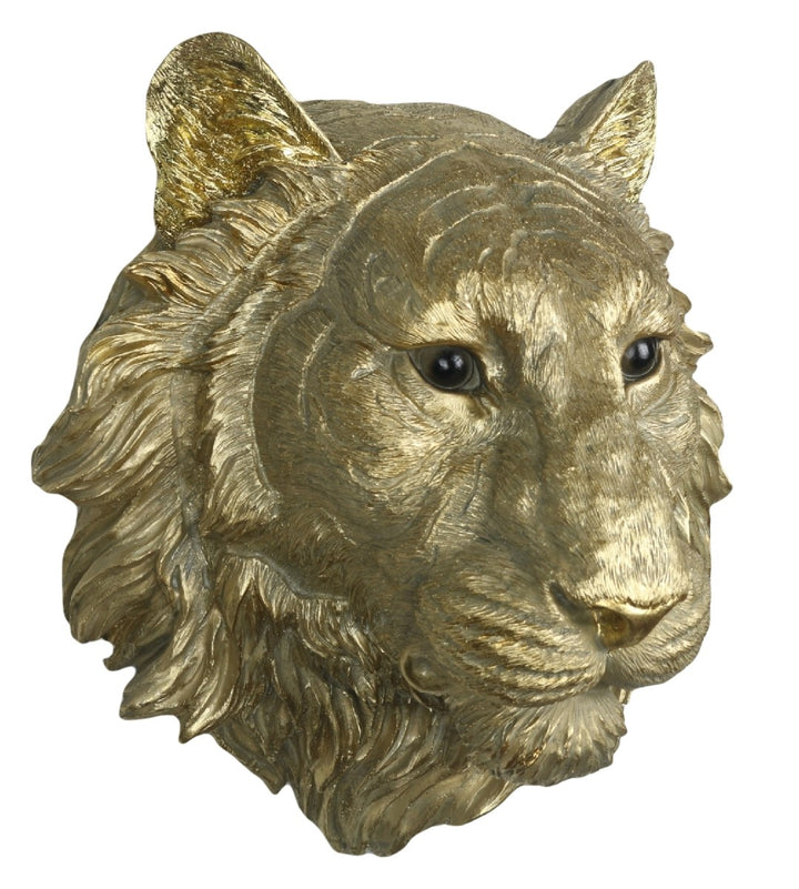 Gold Wolf & Tiger Head Wall Art– Faux Taxidermy Resin Décor | Statement wall Décor Home Accent