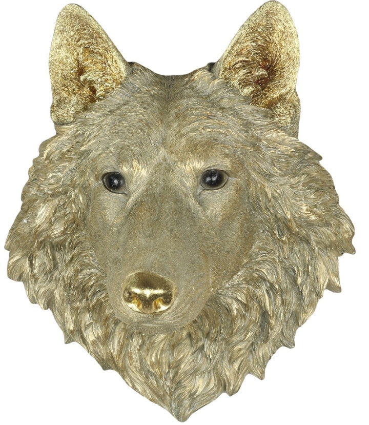 Gold Wolf & Tiger Head Wall Art– Faux Taxidermy Resin Décor | Statement wall Décor Home Accent