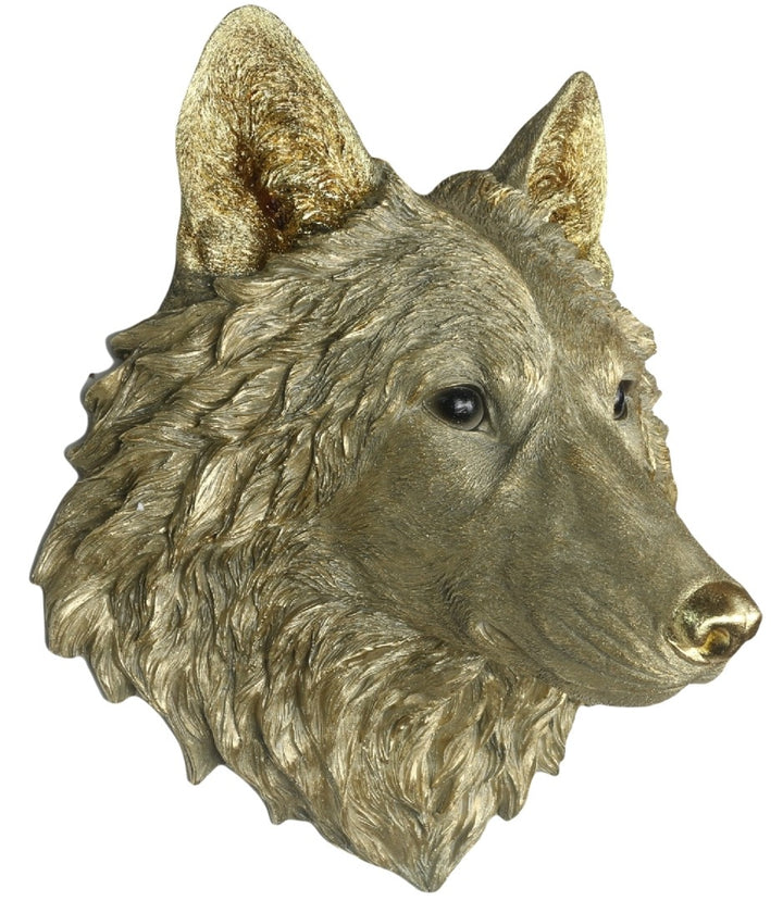 Gold Wolf & Tiger Head Wall Art– Faux Taxidermy Resin Décor | Statement wall Décor Home Accent