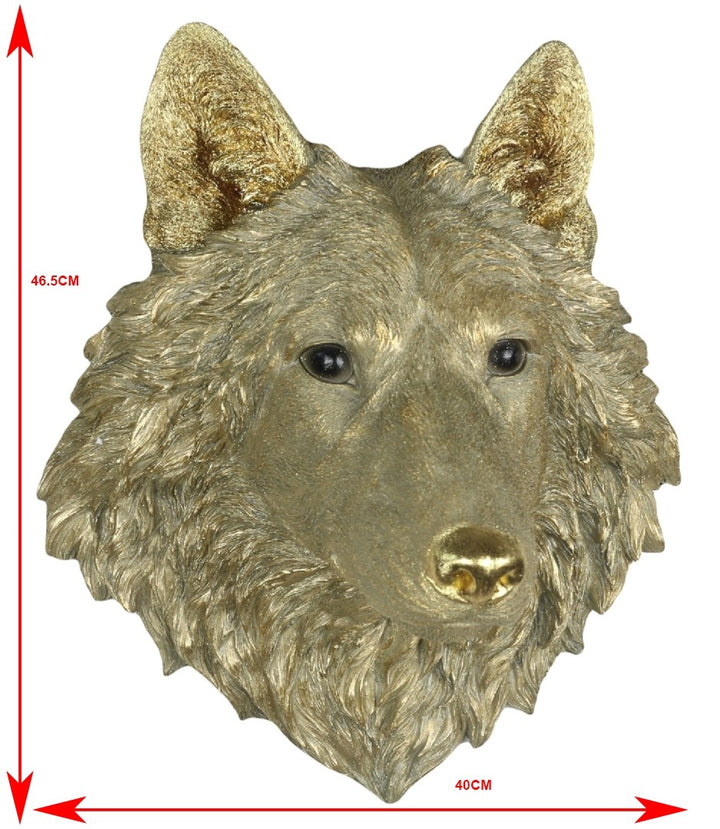 Gold Wolf & Tiger Head Wall Art– Faux Taxidermy Resin Décor | Statement wall Décor Home Accent