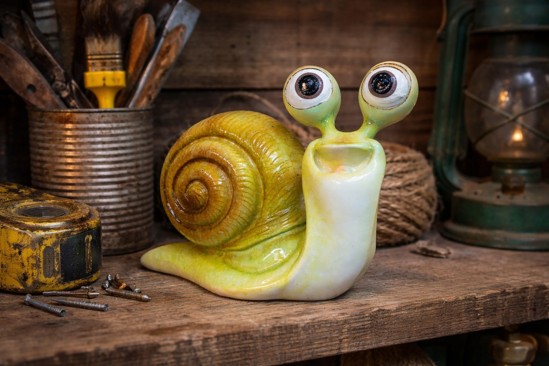 Big Eyes Snail Figurine | Whimsical Decorative Garden & Home Accent