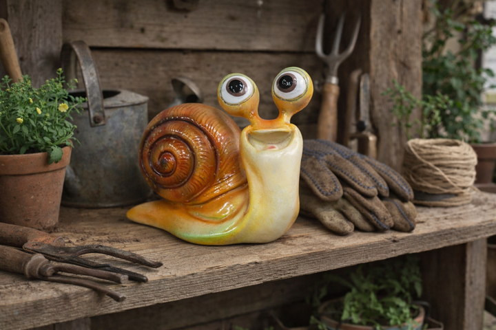Big Eyes Snail Figurine | Whimsical Decorative Garden & Home Accent