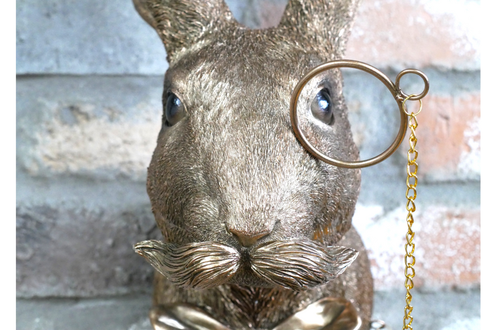 Bronze Finish Rabbit in suit Wall Art Resin Sculpture – Decorative Home Wall Ornament