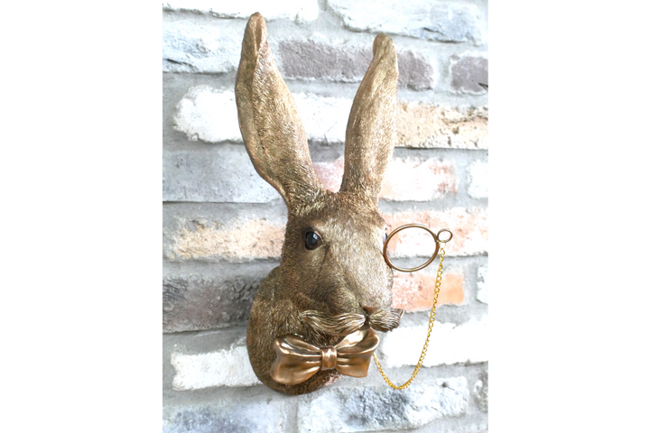 Bronze Finish Rabbit in suit Wall Art Resin Sculpture – Decorative Home Wall Ornament