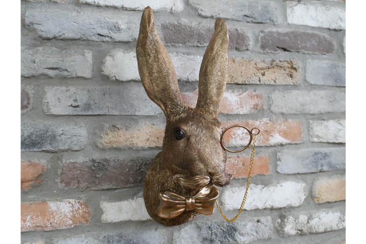 Bronze Finish Rabbit in suit Wall Art Resin Sculpture – Decorative Home Wall Ornament