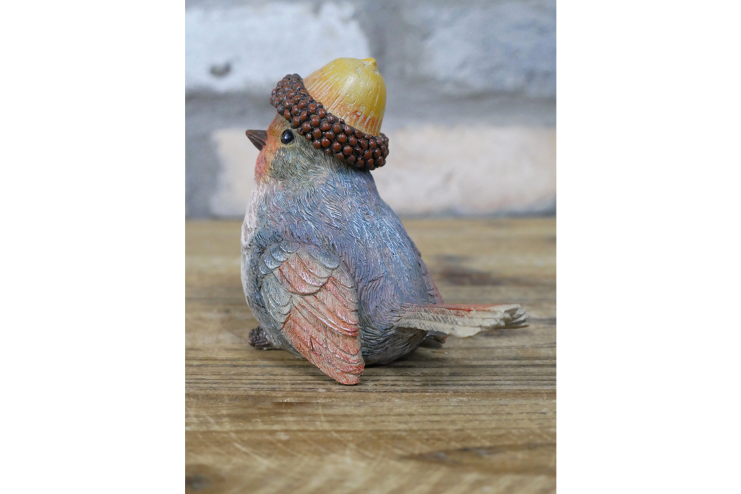 Robin Ornaments with Hats – Straw & Acorn | Decorative Garden & Home Sculptures