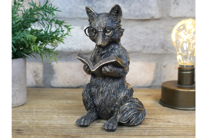 Reading Fox & Rabbit Reading Decor | Whimsical Animal Book Lovers Ornaments