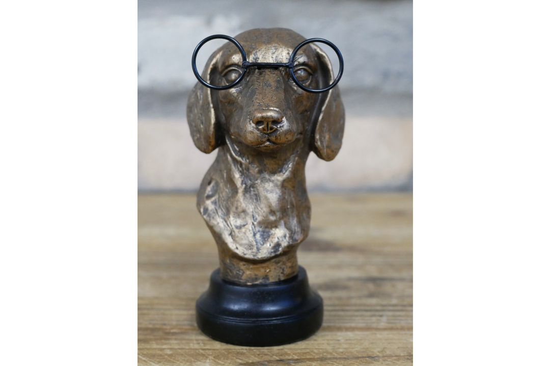 Small Dog Bust Ornament – Decorative Canine Sculpture for Home & Garden