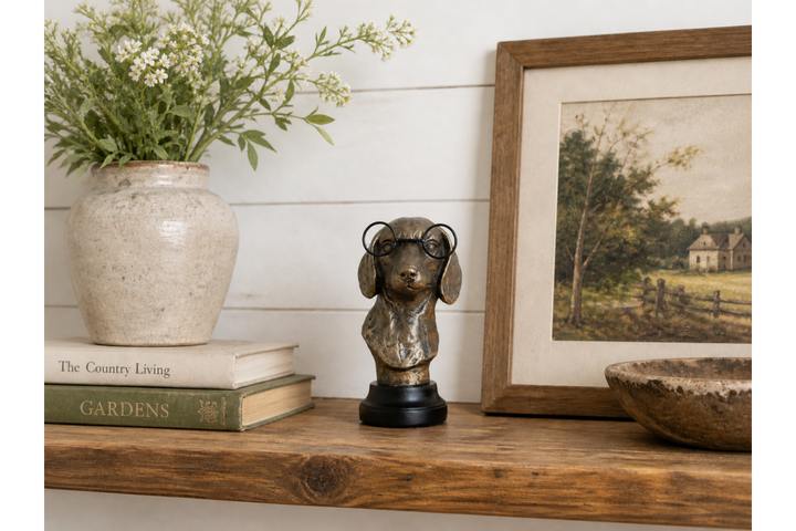 Small Dog Bust Ornament – Decorative Canine Sculpture for Home & Garden