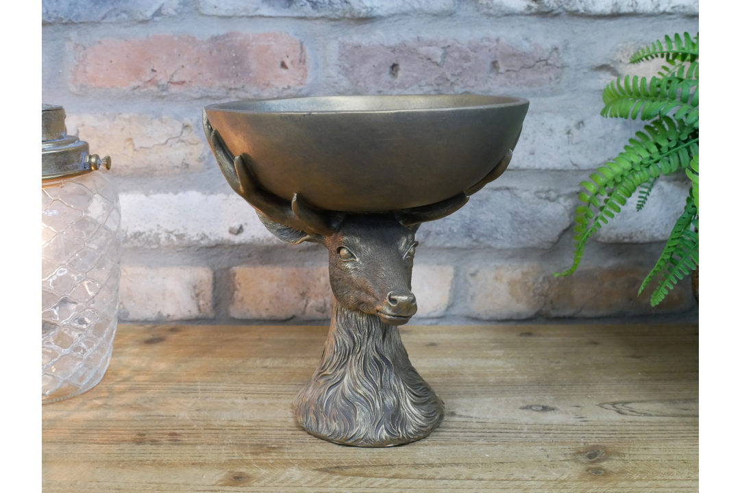 Deer Bowl Decorative Dish – Rustic Animal Home & Garden Accent