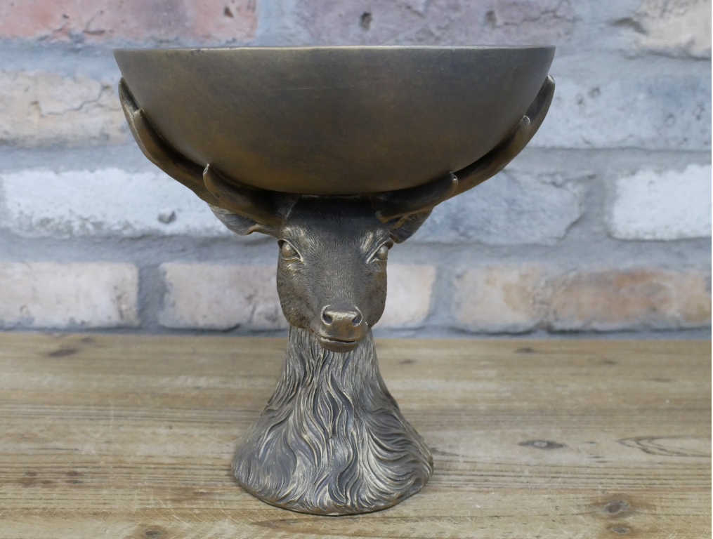Deer Bowl Decorative Dish – Rustic Animal Home & Garden Accent