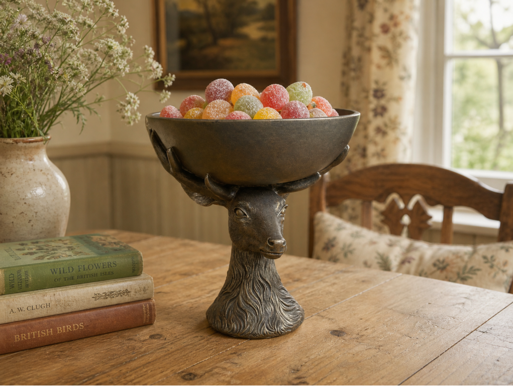 Deer Bowl Decorative Dish – Rustic Animal Home & Garden Accent