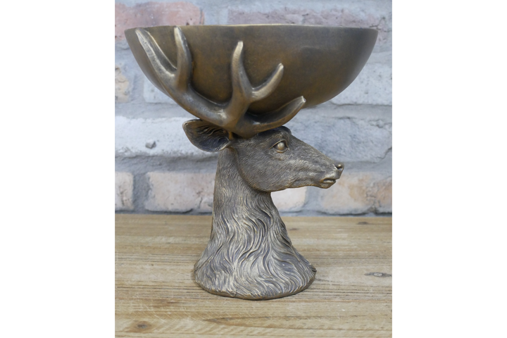 Deer Bowl Decorative Dish – Rustic Animal Home & Garden Accent