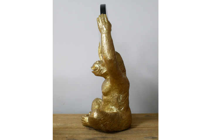 Gold Monkey with Round Mirror Above Head Resin Sculpture – Unique Home & Office Decor