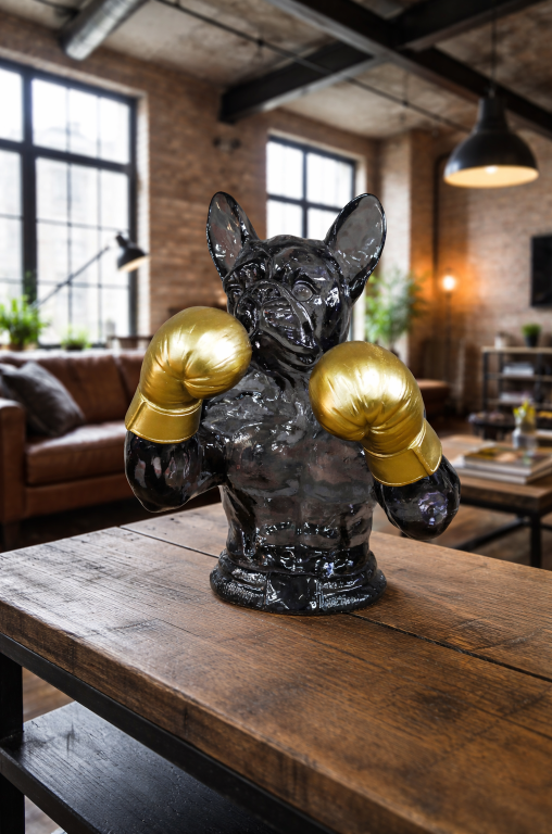 Translucent 3D Frenchie Boxer Resin Sculpture – Unique Home & Office Décor Ornament