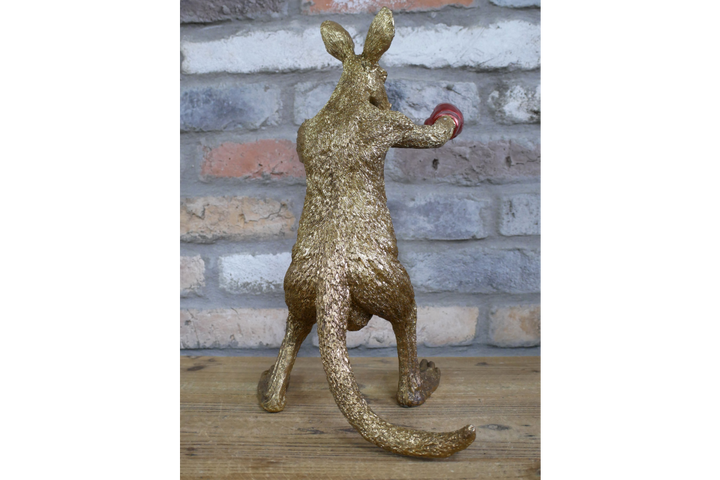 Kangaroo Boxer Resin Sculpture Gold with Red Gloves Decorative Home & office Ornament