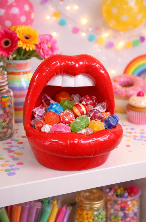 Big Red Mouth/lips Bowl Resin Decorative Ornament – Quirky Home & Office Accent Piece