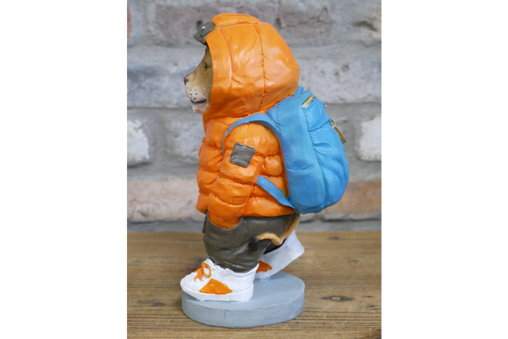 Cool Bubble Gum Cow Statue with Lion Puffer Jacket–Colorful Resin Animal Figurine Home Decor