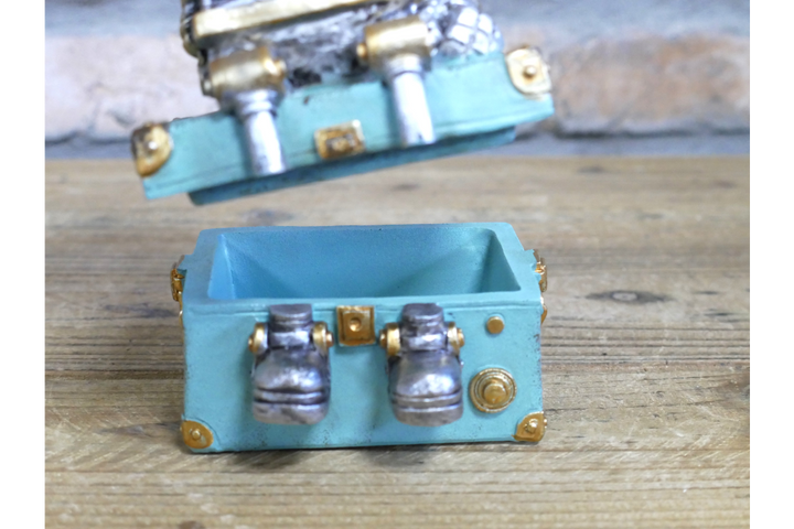 Cute Resin Robot Statue Sitting & Standing – Decorative Figurine with Secret Storage Compartment
