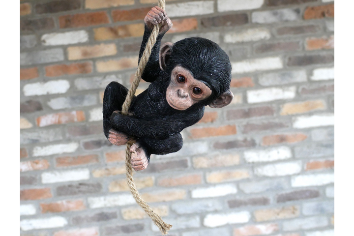 Monkey Eating Banana with Baby and baby monkey on a rope Hanging Resin Garden decorative Ornament