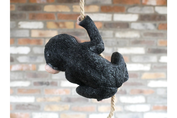 Monkey Eating Banana with Baby and baby monkey on a rope Hanging Resin Garden decorative Ornament
