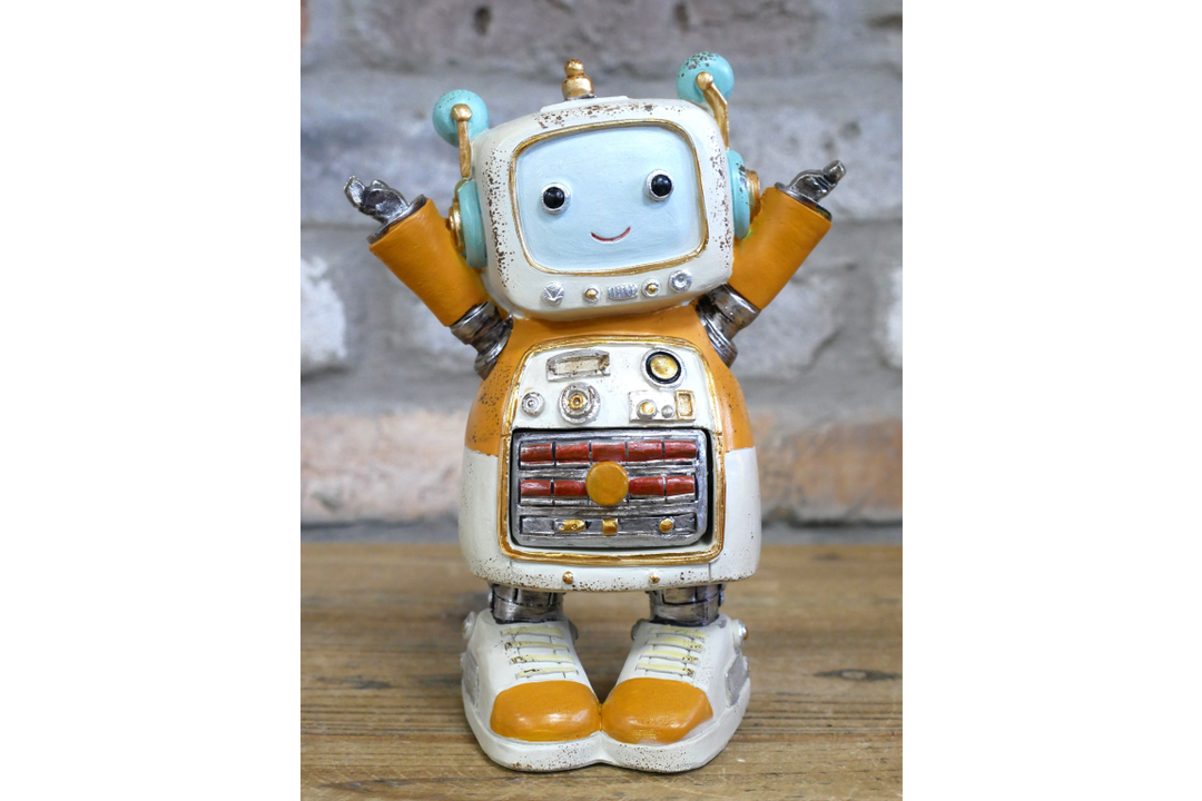 Cute Resin Robot Statue Sitting & Standing – Decorative Figurine with Secret Storage Compartment
