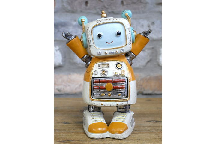 Cute Resin Robot Statue Sitting & Standing – Decorative Figurine with Secret Storage Compartment