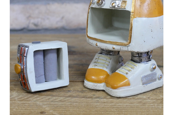 Cute Resin Robot Statue Sitting & Standing – Decorative Figurine with Secret Storage Compartment