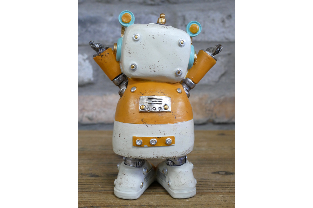 Cute Resin Robot Statue Sitting & Standing – Decorative Figurine with Secret Storage Compartment