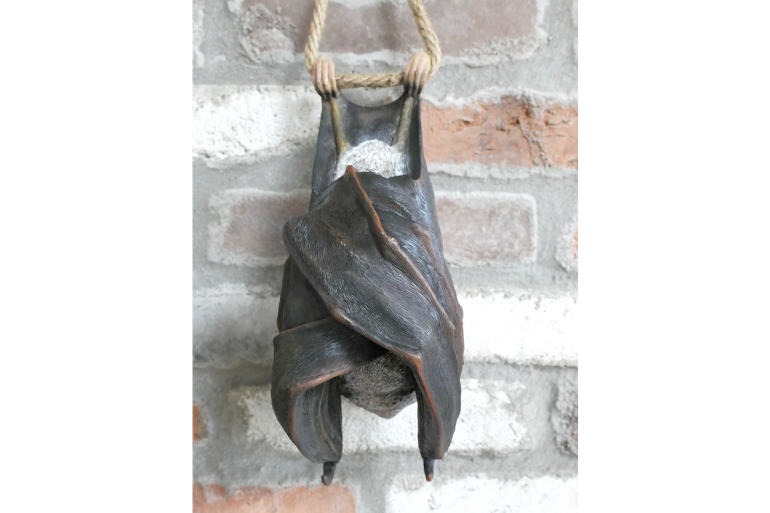 Hanging Bat Garden Ornament with Rope – Resin Outdoor Decor