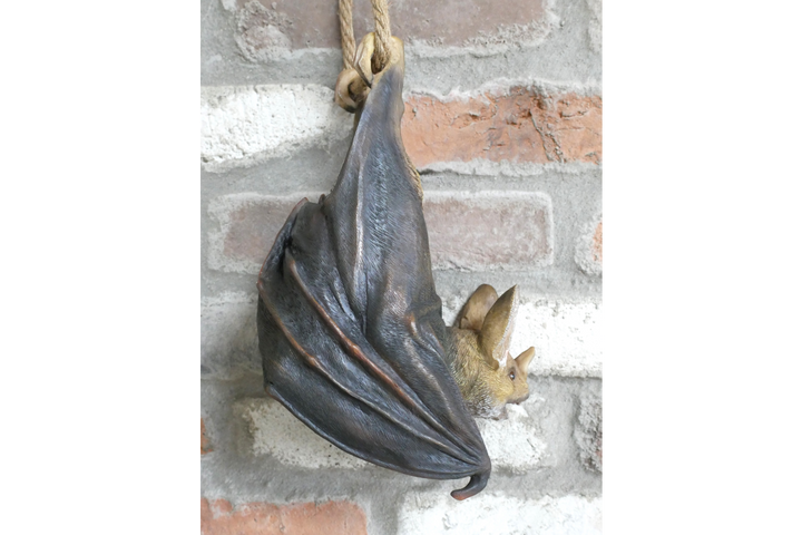 Hanging Bat Garden Ornament with Rope – Resin Outdoor Decor
