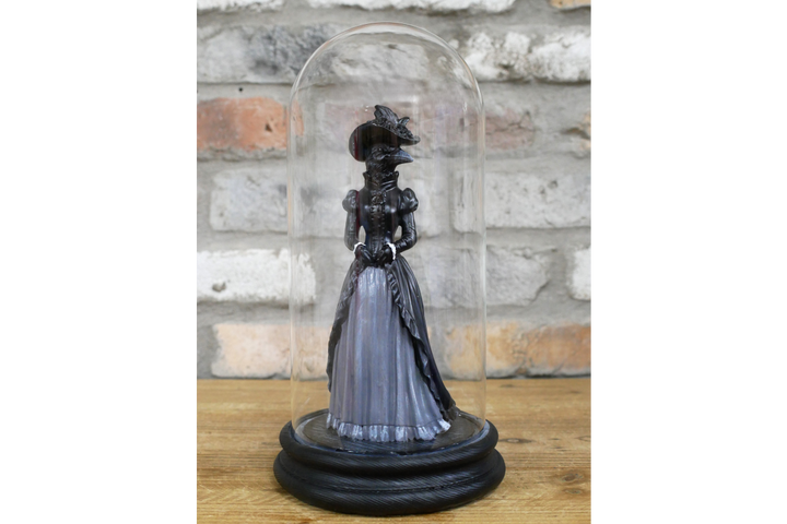 Crow Lady & Crow Gentleman in Glass Dome – Gothic Decorative Collectible Display Set