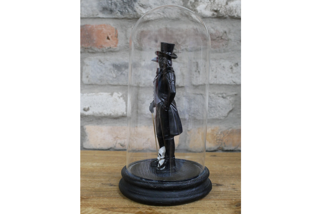Crow Lady & Crow Gentleman in Glass Dome – Gothic Decorative Collectible Display Set
