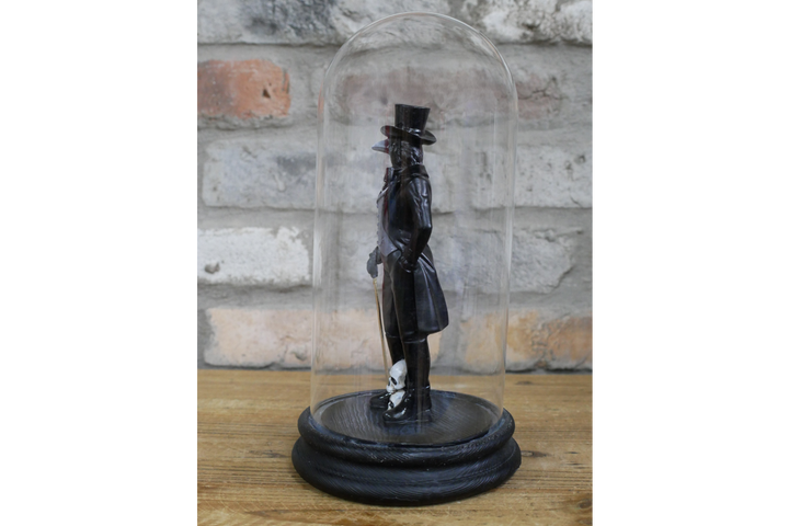 Crow Lady & Crow Gentleman in Glass Dome – Gothic Decorative Collectible Display Set