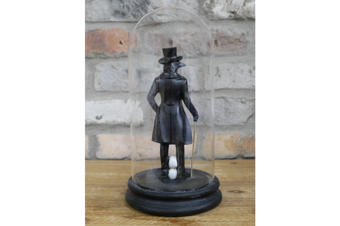 Crow Lady & Crow Gentleman in Glass Dome – Gothic Decorative Collectible Display Set