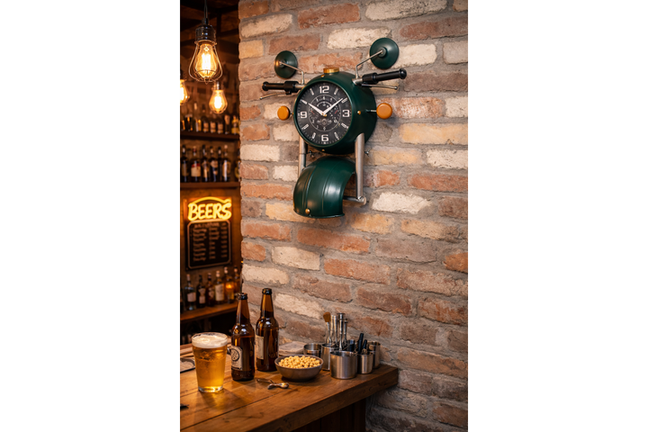 Motorbike Decorative Clock | Retro Motorcycle Style Wall & Table Timepiece
