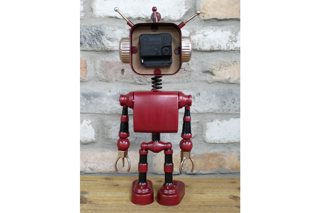 Robot Style Decorative Clock – Blue & Red Retro Robot Table Clock
