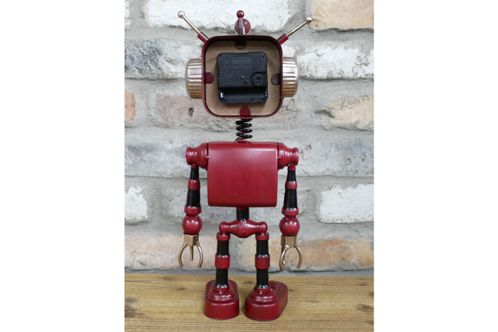 Robot Style Decorative Clock – Blue & Red Retro Robot Table Clock