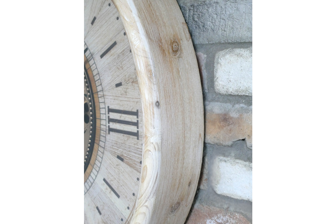 White & Gold Pine Wood Cog Wall Clock with Roman Numerals – Large Statement Décor Timepiece