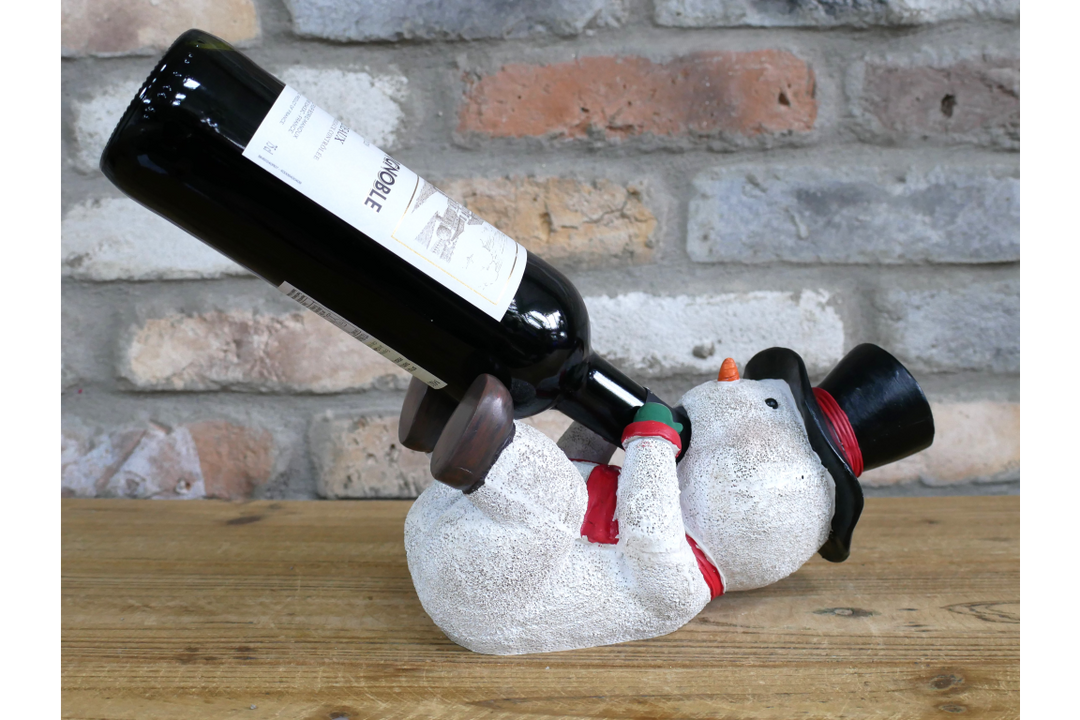 Festive Snowman Wine Holder – Christmas Bottle Holder & Decorative Tableto