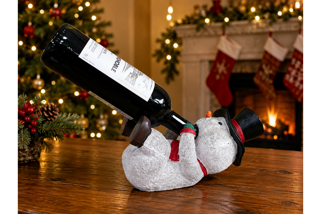 Festive Snowman Wine Holder – Christmas Bottle Holder & Decorative Tableto
