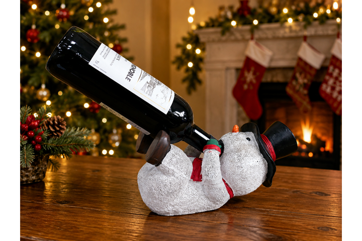 Festive Snowman Wine Holder – Christmas Bottle Holder & Decorative Tableto